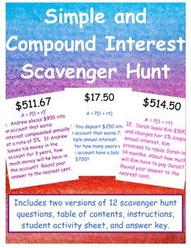 Preview of Simple and Compound Interest Scavenger Hunt