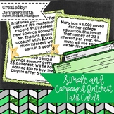 Simple and Compound Interest Task Cards- Color and Black a