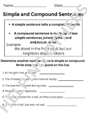 Simple and Compound Sentence Practice Worksheet