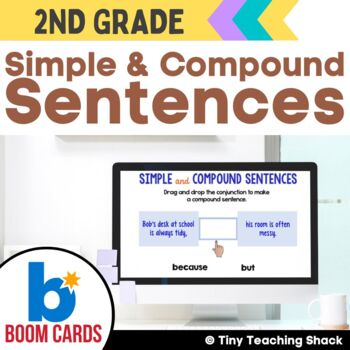 Preview of Simple and Compound Sentences Boom Cards Distance Learning
