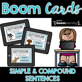 Preview of Simple and Compound Sentences Boom Cards | Distance Learning