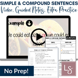 Simple and Compound Sentences Grammar Video Lesson, Guided