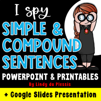 Preview of Simple and Compound Sentences PowerPoint / Google Slides, Worksheets, & More