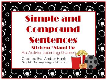 Preview of Simple and Compound Sentences Sit Down Stand Up Active Learning Game