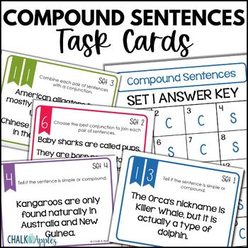 Preview of Simple and Compound Sentences Task Cards