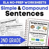 Simple and Compound Sentences Worksheets & Poster for 2nd 