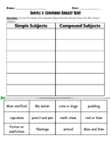 Simple and Compound Subjects Sort
