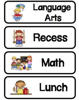 Simple and Cute Daily Schedule Cards by Kindergarten Kids At Play