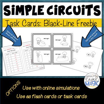 Preview of Electric circuit task or flash cards: FREE sample (can be used with PhET)