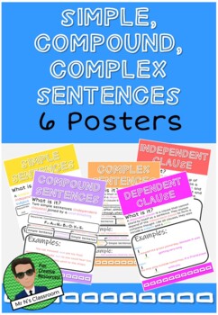Preview of Simple, compound, & complex sentences (Posters)