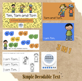 Simple decodable text for beginners (Tim, Tam and Tom) wit