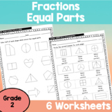 Simple fractions - Equal Parts (parts of a whole) Workshee