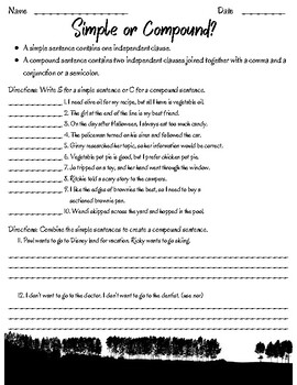 Preview of Simple or Compound? - Sentence Structure Practice Worksheet