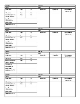 Simple parent/teacher commination log by SPEDandABA | TPT