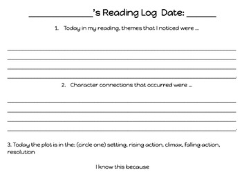 Preview of Simple reading log -Standards aligned!!!