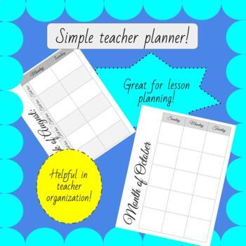 Preview of Simple teacher planner