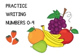Simple writing activities for numbers 0-9.