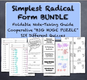 Preview of Simplest Radical Form "Bundle" - Simplify Square Roots Activities