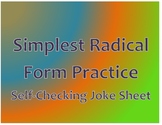 Simplest Radical Form Self-Checking Joke Sheet