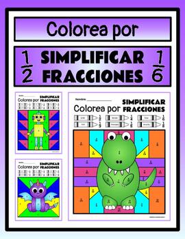 Preview of Simplificando fracciones - Colorea por número / Color by number (Spanish)