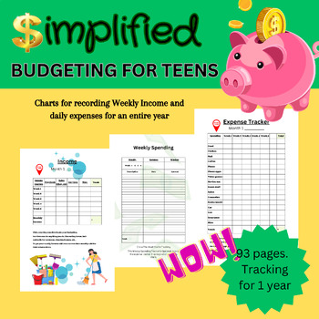 Preview of Simplified Budgeting for Teens - 88 Charts for Recording Income and Spending