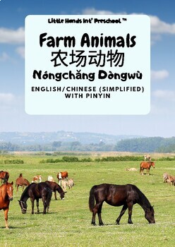 Preview of Simplified Chinese & English Flash Cards With Pinyin - Farm Animals
