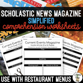 Preview of Simplified Worksheets for {Scholastic News} Magazine {Cut & Paste}