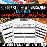 Simplified Worksheets for {Scholastic News} Magazine {Cut 