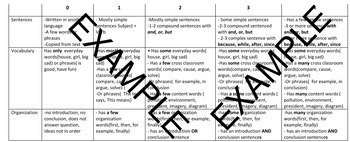 Preview of Simplified NYSESLAT Writing Rubric for Students