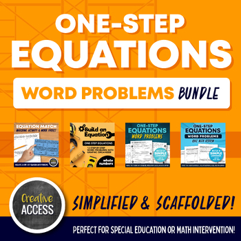 Preview of Simplified and Scaffolded Word Problems Activity Bundle for One-Step Equations