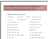 Simplify Algebraic Expressions, Expand Brackets, Solve Equ
