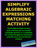 Simplify Algebraic Expressions Match Activity-Distance Lea