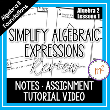 Preview of Simplify & Evaluate Algebraic Expressions Review - Algebra 2 Curriculum