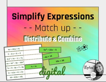 Preview of Simplify Expressions DIGITAL Match up