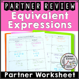 Simplify Expressions Partner Review Worksheet Pair Share Activity