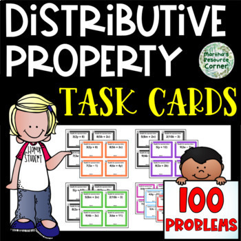 Preview of Simplify Expressions using Distributive Property Task Cards