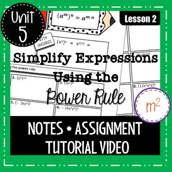 Distance Learning Simplify Expressions Using The Power Rule Exponents Unit