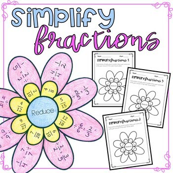 Preview of Simplifying Fractions to Lowest Terms Flower Activity & Craft