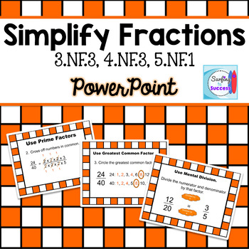Preview of Simplify Fractions Powerpoint