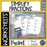 Simplify Fractions Snapshot Math Worksheets