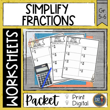 Preview of Simplify Fractions Snapshot Math Worksheets