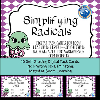 Preview of Simplify Radicals Boom Cards--Digital Task Cards