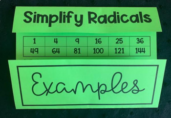 Preview of Simplify Radicals Foldable Notes