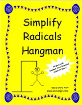 Preview of Simplify Radicals Hangman Game (CCSS-N-RN-1)