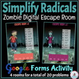 Simplify Radicals (Square Roots) Zombie Activity - Digital