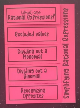 Preview of Simplify Rational Expressions - Editable Foldable Notes for Algebra 2