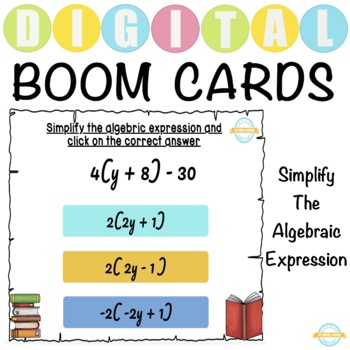 Preview of Simplify The Algebraic Expression by Combining The Like Terms - Boom Cards™