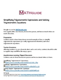 Simplify Trigonometric Expressions & Solve Trigonometric E