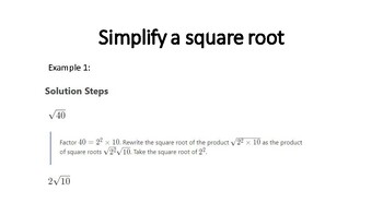 Preview of Simplify a square root