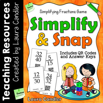Preview of Simplifying Fractions Game with Task Cards and QR Codes